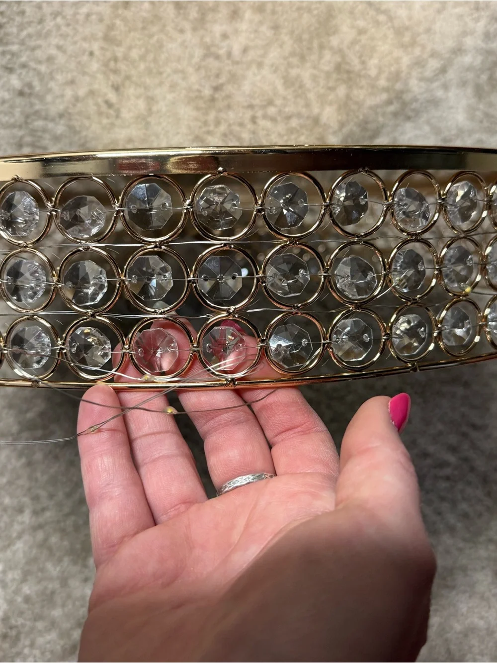 Round Rose Gold Crystal Display Stand